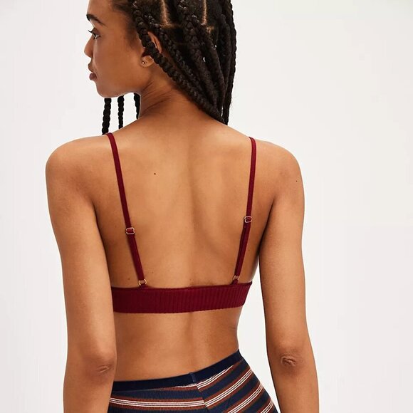 NWT Free People Intimately Plunge Red Sweater Knit Bralette - Picture 2 of 5